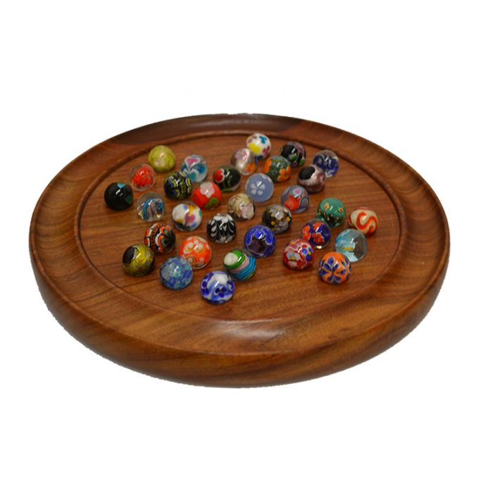 Wooden Solitaire Game Board - Add Your Own Marbles! - House of